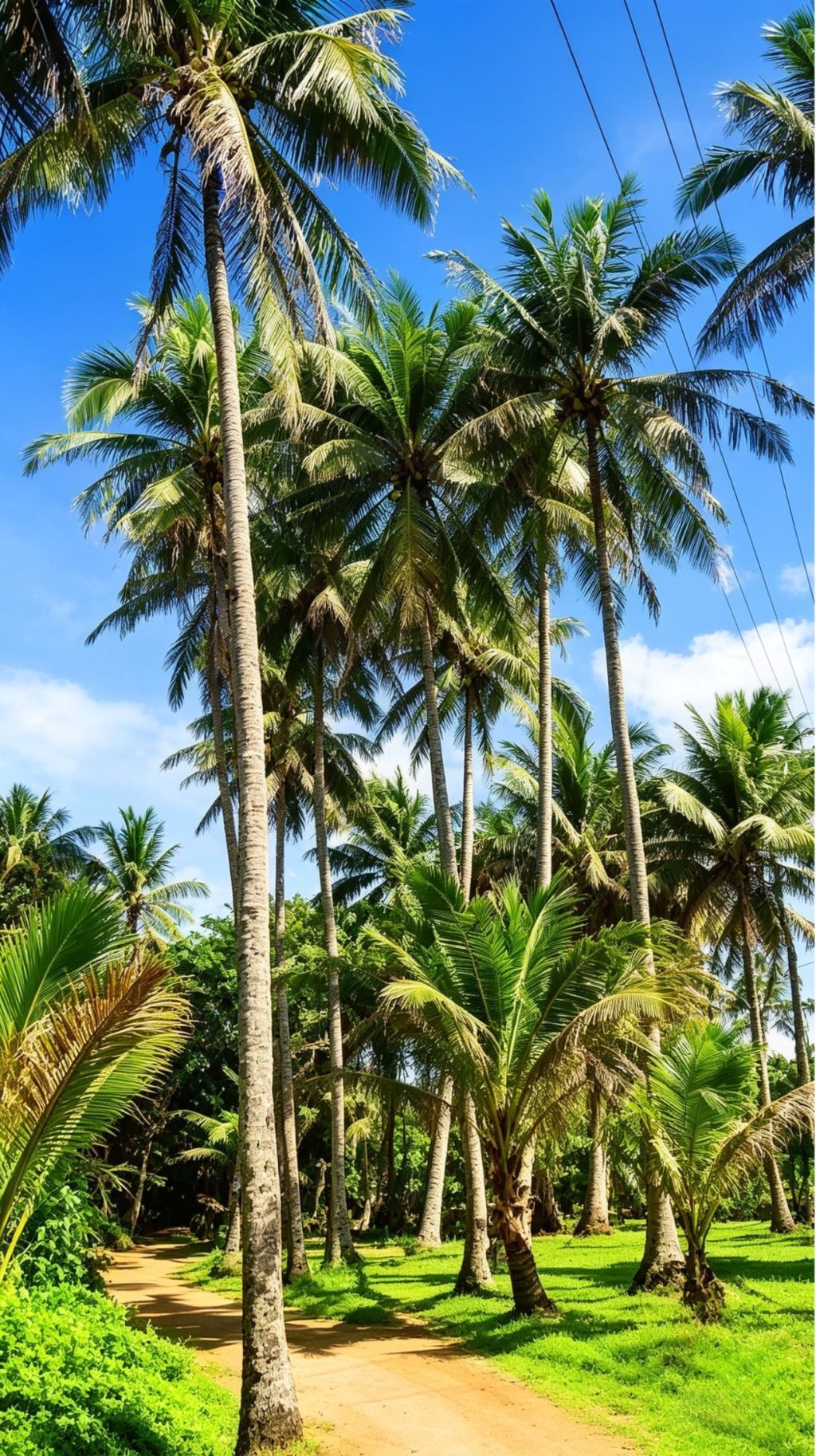 A palm-lined island path