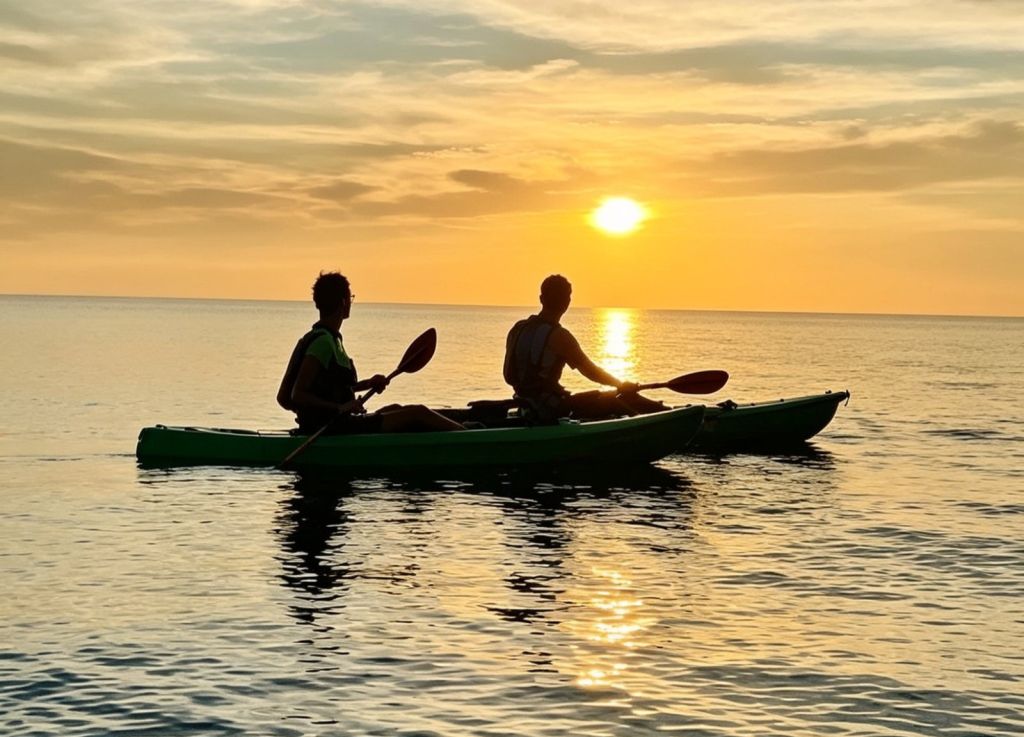 Kayaking at sunset