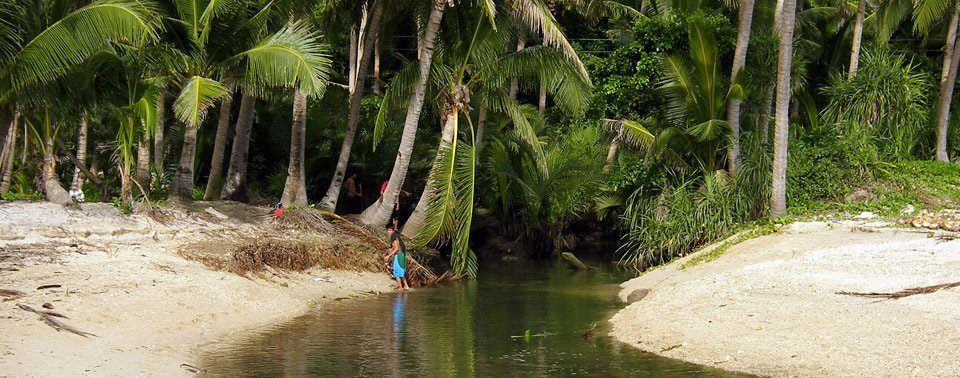 A creek running down to the beach