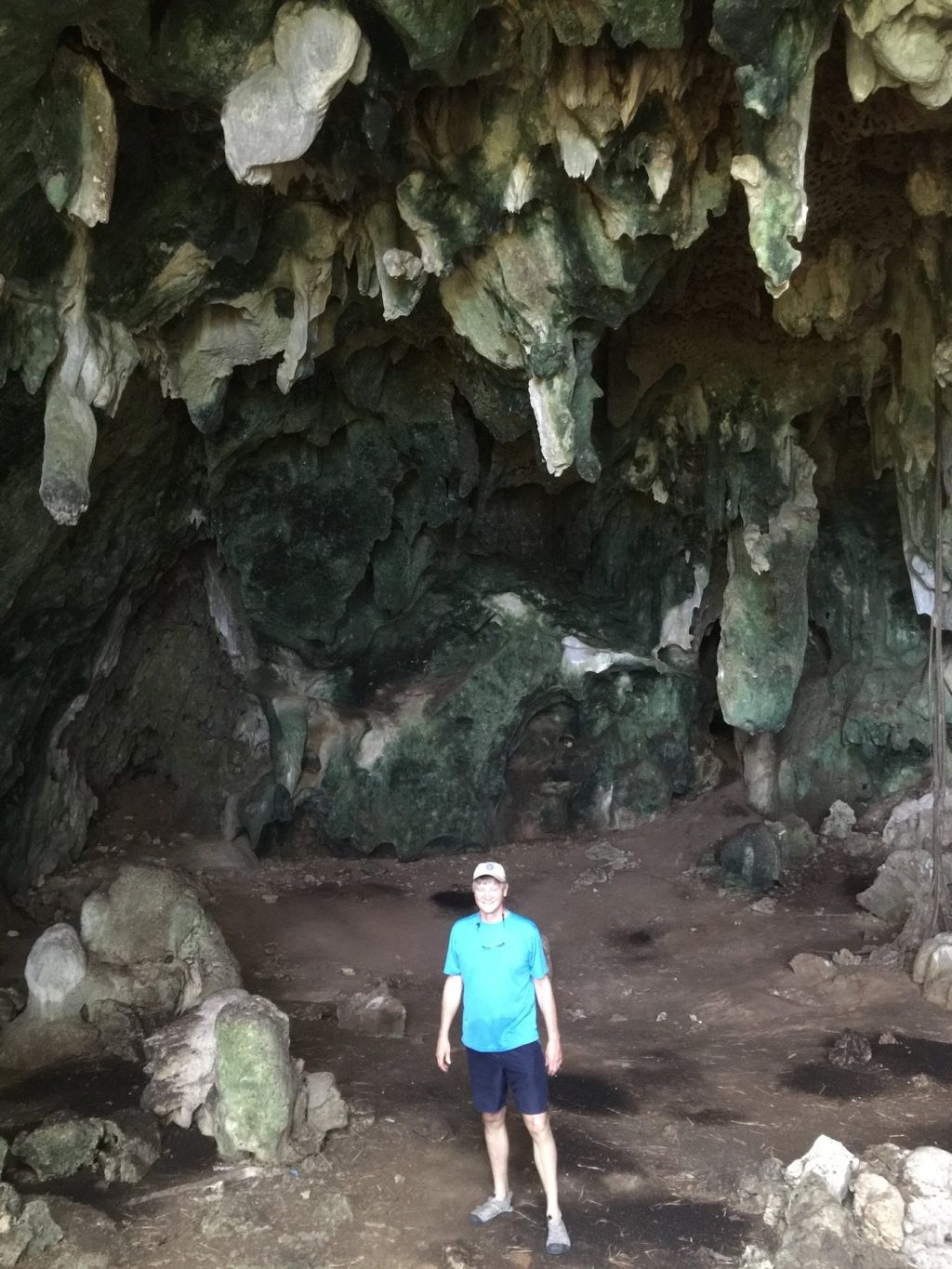 Exploring a bat cave on Carabao Island