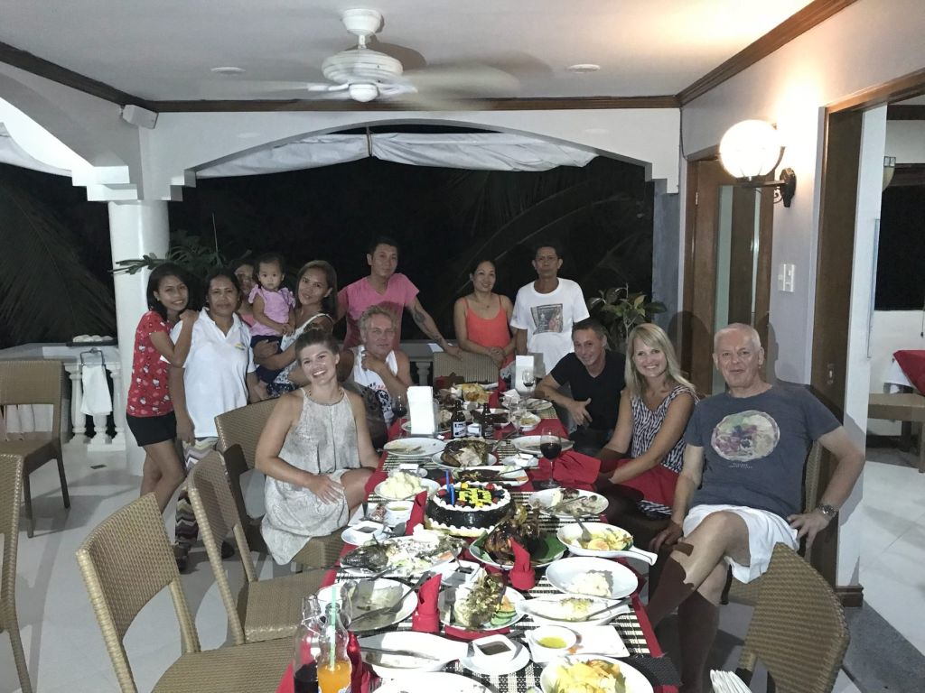 A family group at a celebration dinner