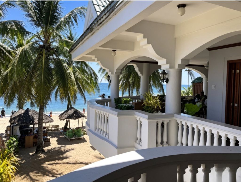 View from the balcony over the beach