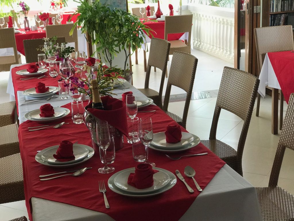 A banquet table set for a celebration