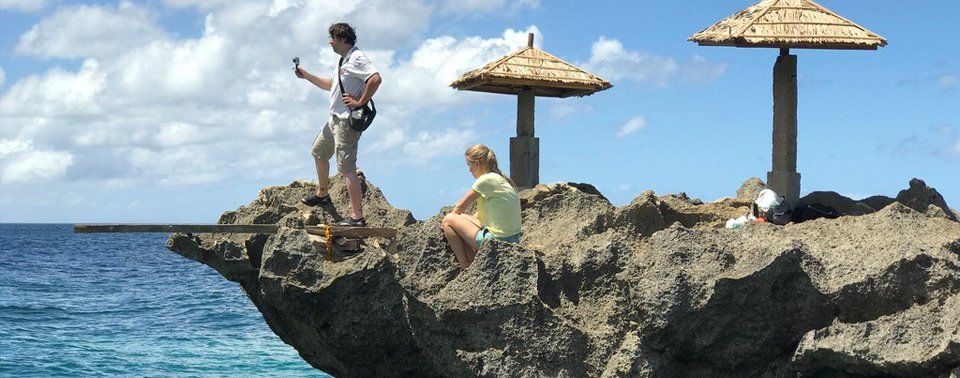 A rocky lookout over the sea