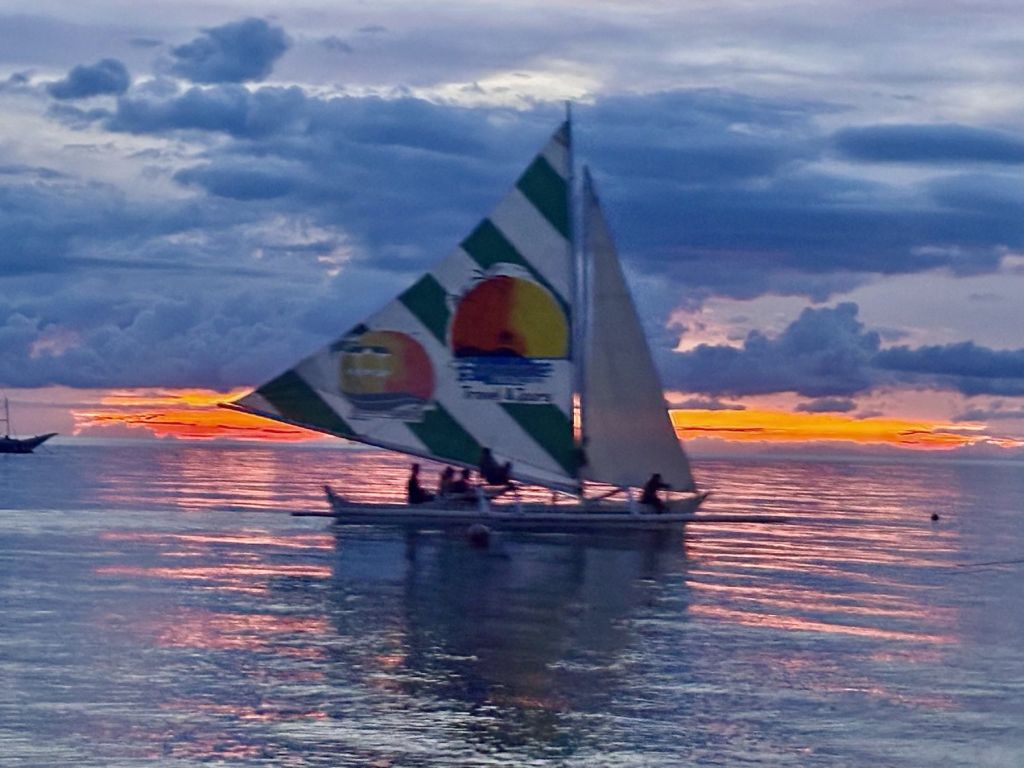 Our paraw sailing at sunset