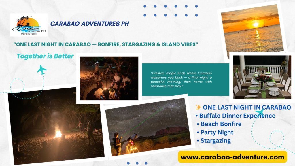 One last night on Carabao Island: bonfire, stargazing and a buffalo dinner